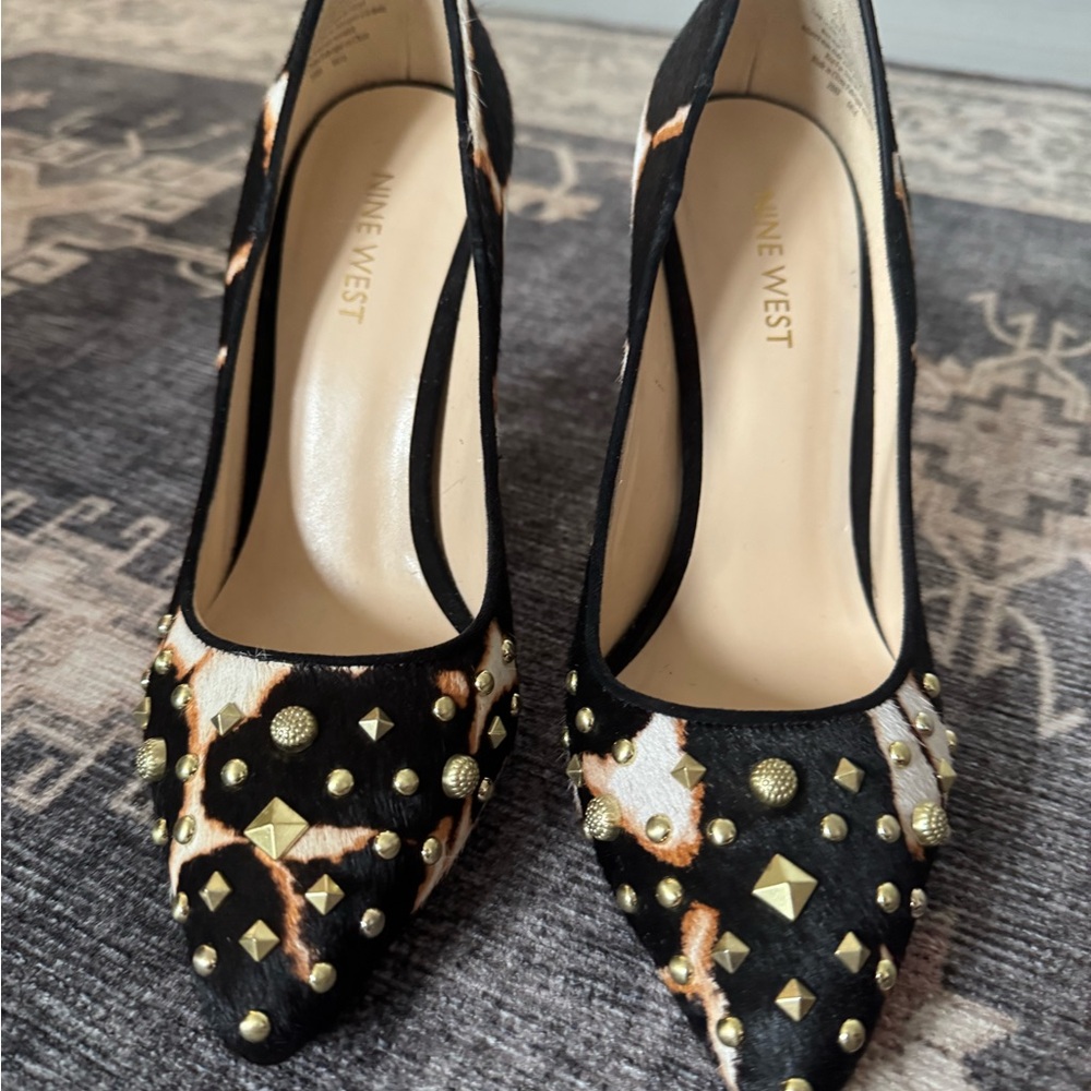 Nine West Black and Gold Studded Women's Heels
